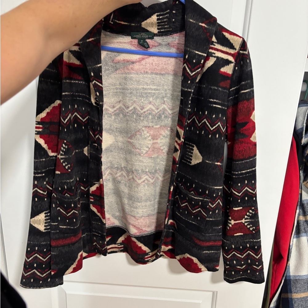 Ralph Lauren Black and Red Blazer with Geometric Pattern